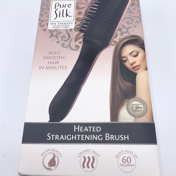 PURE SILK Spa Therapy Heated Straightener Brush - Picture 1 of 9